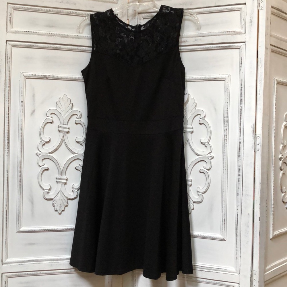 NEW Black Dress with Lace Neckline
